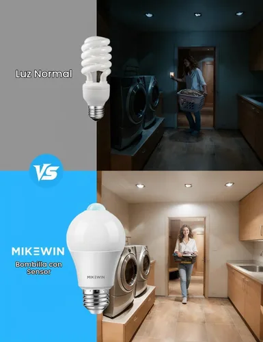 Vista 5 de Bombillas con sensor de movimiento, 100W Eq., E26, 110-130V, 5000K Blanco frío