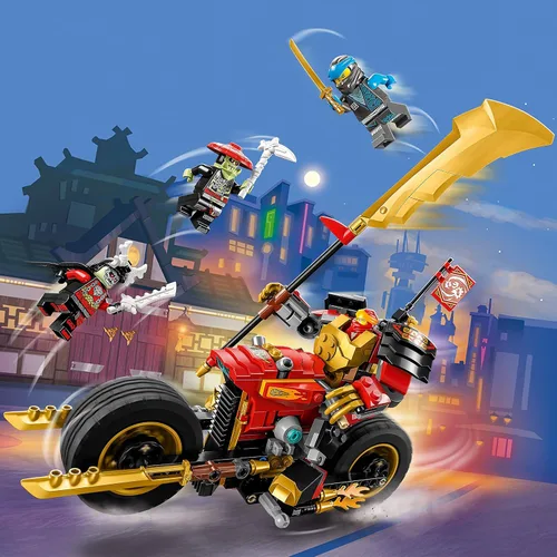 Vista 2 de LEGO NINJAGO Kai’s Mech Rider EVO 71783, juguete de moto ninja actualizable, figura de acción Mech y 2 minifiguras de guerrero óseo, juguetes