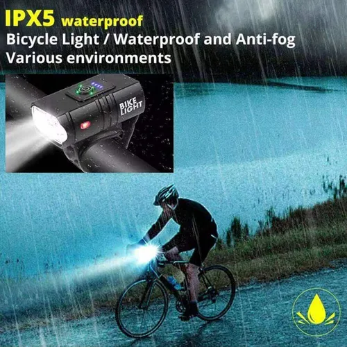 Vista 7 de Luces de bicicleta, faro de bicicleta impermeable de 1000 lúmenes con 6 modos de luz, luz frontal antideslizante con correa ajustable, recargable