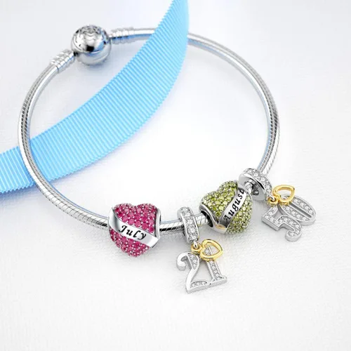 Vista 3 de Abalorio Dalaran de plata de ley 925 con forma de corazón, para brazalete, feliz cumpleaños, para mujer