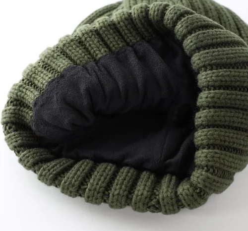 Vista 5 de Home Prefer Gorro de invierno para hombre, con forro polar de lana, gorro de punto cálido