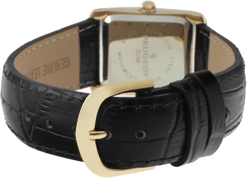 Vista 4 de Peugeot reloj de mujer enchapado en oro 14K, correa de cuero