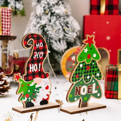 Vista 3 de Letreros de decoración de mesa de Navidad, centros de mesa de madera para fiesta de Navidad, decoración de bandeja escalonada, decoración