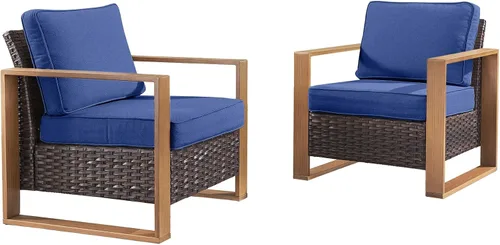Vista 19 de Rilyson Sofá de mimbre para patio al aire libre, sofá de muebles de patio de ratán con marco resistente, mimbre de polietileno para todo