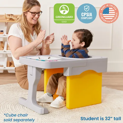 Vista 6 de ECR4Kids Accesorio de escritorio para silla Tri-Me de plástico multiusos 3 en 1 para interiores y exteriores, muebles para niños, gris claro