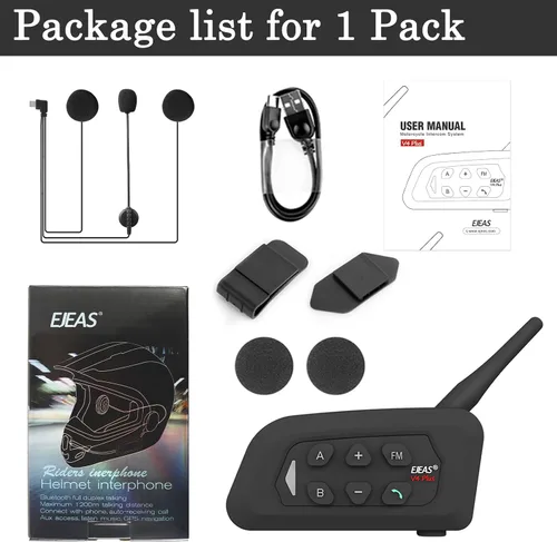 Vista 3 de V4 Plus Motorcycle Bluetooth Helmet Intercom Headset, 4 Rides Group Communication System for Motorcycling Soccer Referees Skiing ATV/Off Road