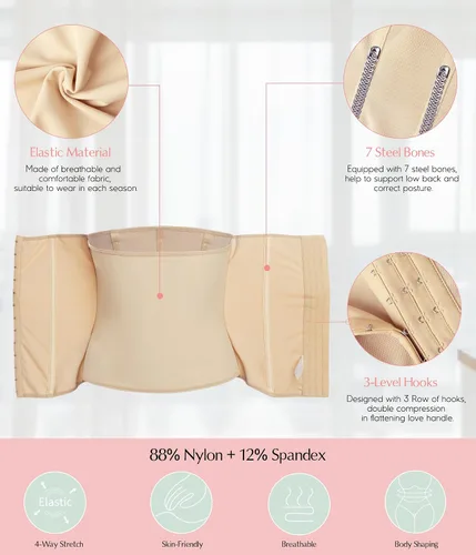 Vista 3 de MERYOSZ Entrenador de cintura para mujer, faja de control de abdomen, faja de compresión de malla, moldeador de cuerpo, corsé deportivo