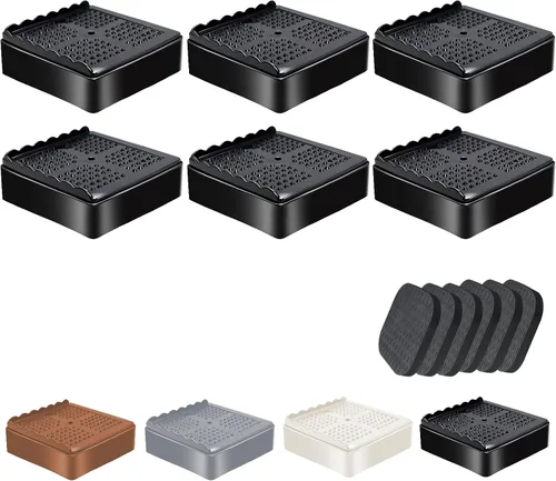 Vista 12 de shouwuhho Elevadores de muebles, paquete de 12 elevadores de cama con agarre antideslizante y soporte resistente, elevación de 1 pulgada, 2