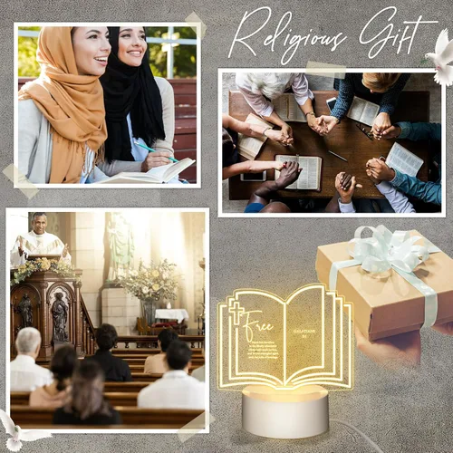 Vista 6 de VIHOSE 10 juegos de regalo cristiano a granel para mujeres, luz nocturna de acrílico inspiradora religiosa con versículos bíblicos grabados