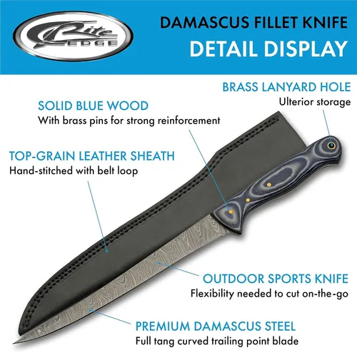 Vista 2 de SZCO Cuchillo de caza Full Tang de 12.5 pulgadas, cuchillo desollador