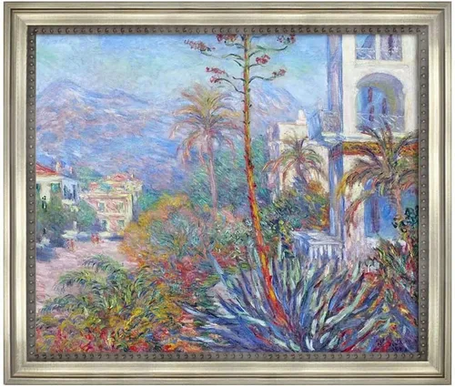 Vista 19 de Famous Paintings Villas at Bordighera por Claude Monet impresiones en lienzo con marco de madera, carteles e impresiones naturales para baño, sala