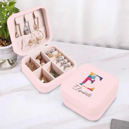 Vista 5 de MyPupSocks Joyeros y organizadores personalizados para mujeres, personalizables, con monograma, nombre, estuche de joyería de viaje, caja