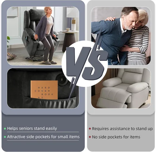 Vista 7 de Silla reclinable eléctrica para personas mayores, sillas reclinables eléctricas para adultos con masaje y calor, portavasos, control remoto, puertos
