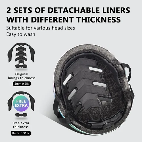 Vista 3 de Casco de patineta y bicicleta para adultos, mujeres, hombres, jóvenes y niños (2-3-5-8-14+ años, niños y niñas) - Casco ajustable multideporte