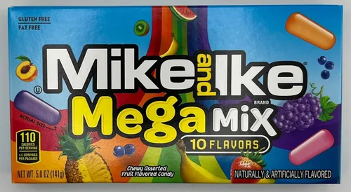Vista 5 de Paquete variado de 7 caramelos Mike and Ike - Incluye 5 cajas de teatro y 2 mini cajas- Mike e Ike Sour Mega Mix, Original, Tropical Typhoon, Berry
