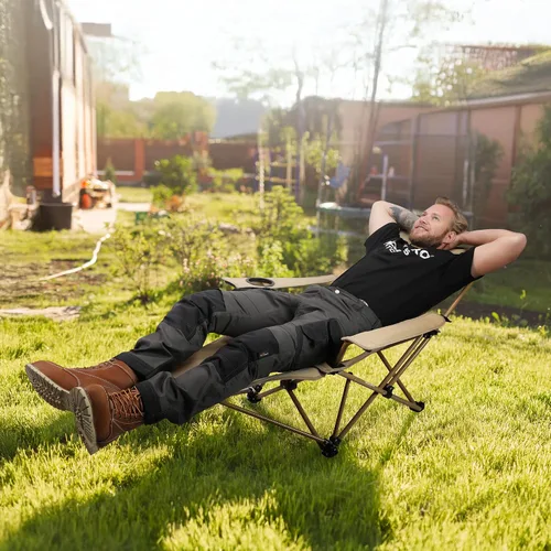 Vista 2 de VILLEY Silla de camping reclinable, silla plegable para exteriores
