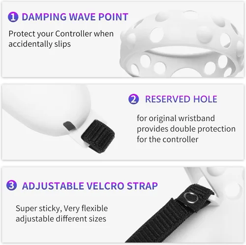 Vista 6 de Juego de funda de silicona para Oculus Quest 2, funda protectora que incluye cubierta frontal y cubierta de agarre del controlador, cubierta
