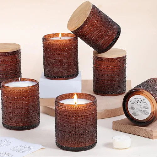 Vista 7 de DARJEN 10 tarros de vela de vidrio de 8 onzas con tapas, latas de velas Ámbar
