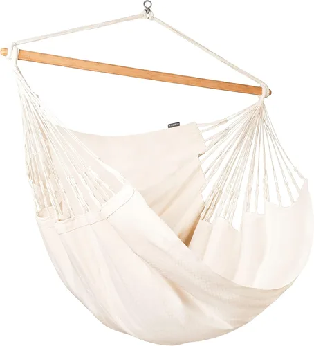 Vista 13 de LA SIESTA® - Silla Hamaca Grande y Cómoda de Algodón Habana & CasaMount - Silla Colgante con Kit de Suspensión para Paredes, Techos y Vigas Café
