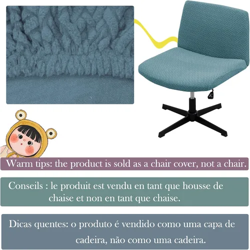 Vista 5 de Dimatic Fundas para Silla de Oficina sin Brazos Criss Cross Funda Ancha para Silla de Escritorio Funda Deslizable Elástica de Jacquard Silla Beige