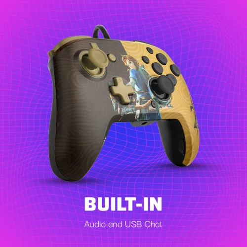 Vista 9 de PDP Gaming Faceoff Deluxe+ Wired Switch Pro Controller - Zelda Breath of the Wild - Link - Gold Black - Official Licensed Nintendo - Customizable