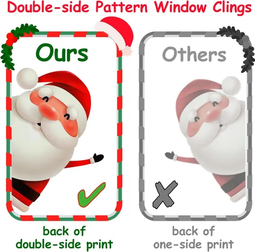 Vista 4 de 124 calcomanías de Navidad para ventana, calcomanías para vidrio, copos de nieve de Navidad, decoraciones de Papá Noel, renos para fiestas