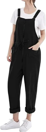 Vista 2 de Mono largo con botones para mujer, overol bohemio, con bolsillo, correa sólida, casual, para mujer, overol para ropa