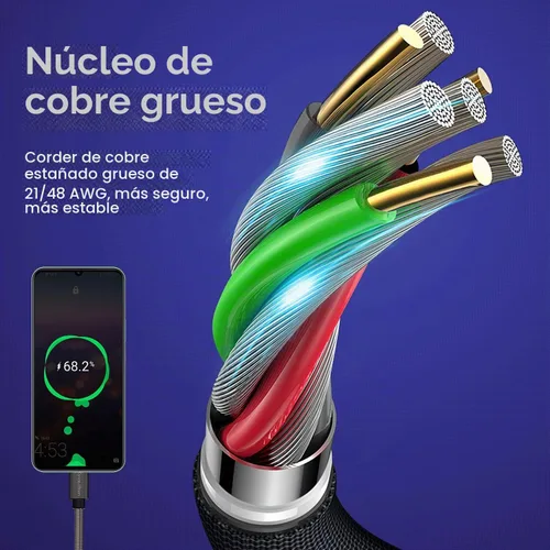 Vista 5 de Paquete de 2 cables de carga tipo USBC de 10 pies, USB A a tipo C, compatible con Samsung Galaxy S9 S10 S8 Plus (carga rápida de 3 A), USB A a tipo