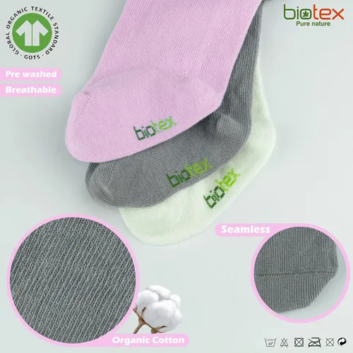 Vista 3 de Biotex 3 pares de medias de algodón orgánico para bebé niña y niño para invierno, leggings sin costuras, medias para recién nacidos, medias
