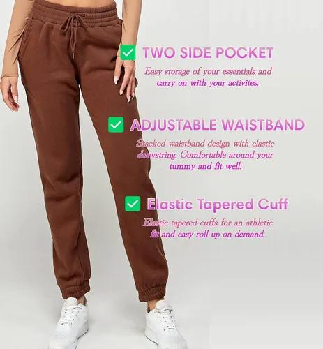 Vista 8 de IUUI Pantalones deportivos de cintura alta para mujer, con bolsillos, de algodón, holgados, atléticos