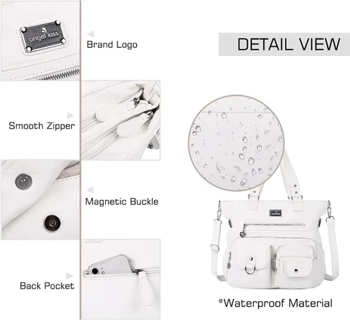 Vista 4 de Angel Kiss Monederos y bolso de mano para mujer, bolso de hombro de piel sintética suave para mujer, bolso de mano con asa superior
