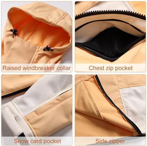 Vista 4 de RIUIYELE Traje de esquí para mujer, chaqueta y pantalones de snowboard para deportes al aire libre, traje de nieve con aislamiento impermeable