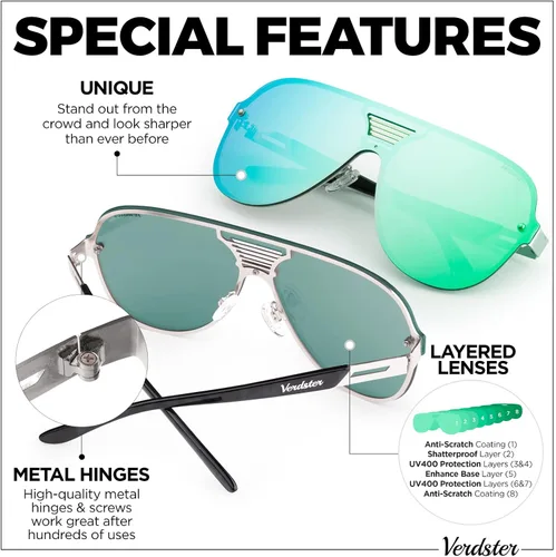 Vista 3 de Blade Mirrored XL Gafas de sol de gran tamaño para hombres - Bold Looks para hombres de moda