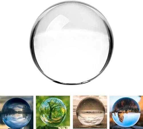 Vista 2 de Bola de cristal K9, bola de cristal transparente, esfera mágica para decoración, fotografía de lentes, meditación, adivinación de mirada, adorno