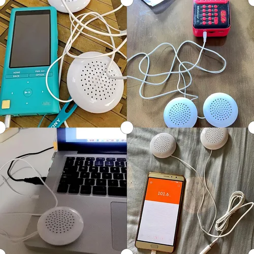 Vista 5 de Altavoz de almohada, 0.138 in, mini altavoz portátil estéreo con 2 altavoces estéreo de alta fidelidad para teléfono MP3, CD portátil