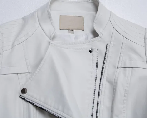 Vista 4 de chouyatou Chaqueta acolchada de piel sintética con cremallera a la moda para mujer