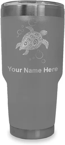 Vista 39 de LaserGram Vaso aislado al vacío de 20 onzas, tortuga marina hawaiana, grabado personalizado incluido (morado claro)
