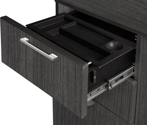 Vista 7 de Regency Legacy - Escritorio de 60 x 65 pulgadas de largo con cajón de pedestal doble, color gris ceniza
