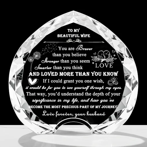 Vista 7 de Regalos Qianwei para novia de novio únicos - Regalos personalizados de corazón de cristal para mi novia que lo tiene todo - Ideas de regalo