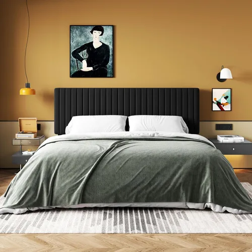 Vista 14 de HOOMIC Twin Bed Frame, Velvet Upholstered Platform Bed with Adjustable Vertical Channel Tufted Headboard, Mattress Foundation with Strong Wooden
