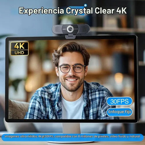 Vista 3 de EMEET C980 PRO Cámara web 4K 3-en-1 con micrófono y altavoz, cámara web de gran angular de 60°-98° con 4 micrófonos con cancelación de ruido, 2