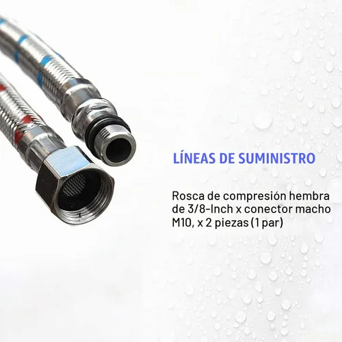 Vista 4 de Manguera de inodoro flexible de 32 pulgadas de largo para baño, cocina, líneas de suministro de acero inoxidable trenzadas, hilo de compresión