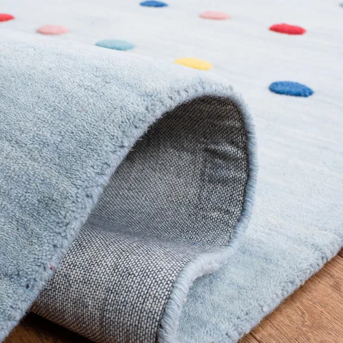 Vista 6 de SAFAVIEH Colección Kids - Alfombra decorativa de 3 x 5 pies, color gris, hecha a mano, de lana de lunares, ideal para zonas de alto tráfico