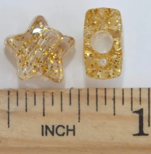 Vista 3 de Star Beads Gold Glitter Sparkle - Cuentas de pony de 0.512 in fabricadas en Estados Unidos