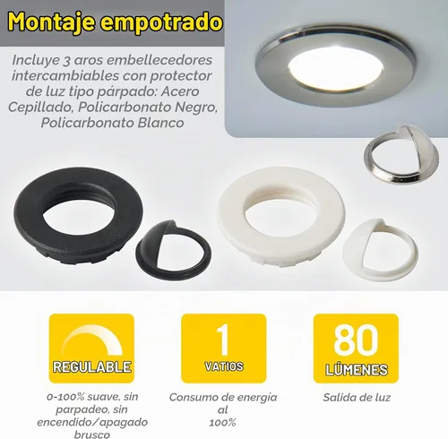Vista 2 de Armacost Lighting - Mini-empotrable LED luz de disco regulable suave blanco brillante (3000 K) (Serie 1) 211125 Blanco (Soft White (3000K))
