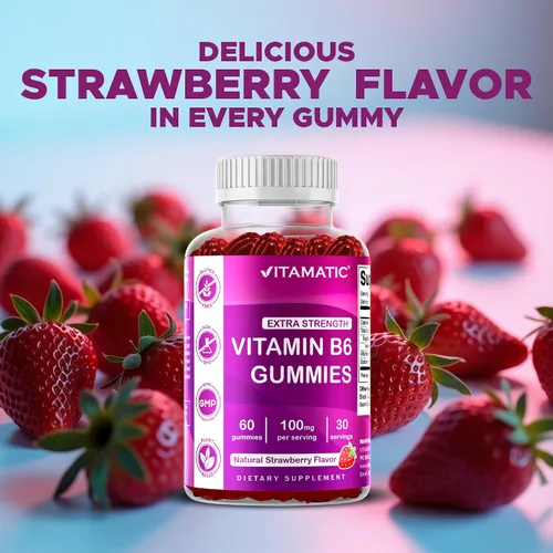 Vista 7 de Vitamatic Vitamina B6 100mg - Sabor a Bayas - 60 Gomitas a Base de Pectina - Apoya el Sistema Nervioso