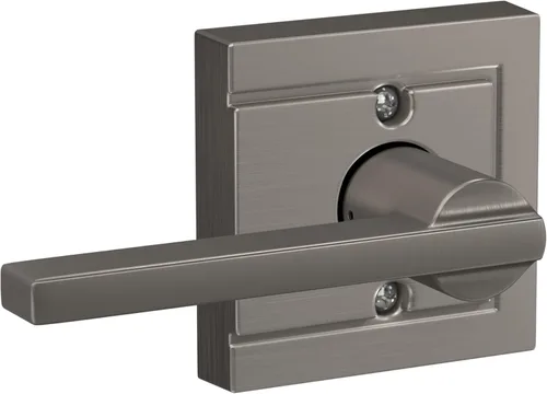 Vista 55 de Schlage F51A LAT 716 Latitude - Manija de puerta con bloqueo de entrada con llave, en acabado de bronce envejecido