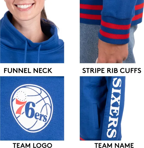 Vista 4 de Ultra Game - Sudadera con capucha de forro polar para mujer de la NBA con cuello de embudo