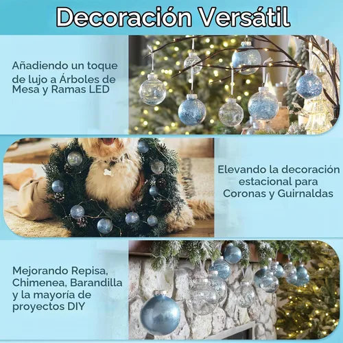 Vista 5 de Sea Team Juego de bolas de Navidad de plástico transparente, inastillables, varios tamaños, bolas decorativas de Navidad con decoraciones delicadas