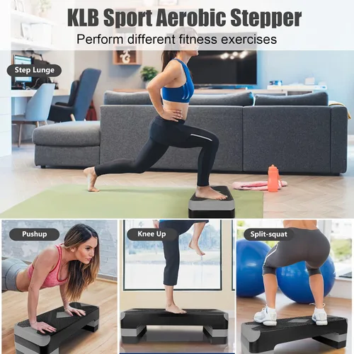 Vista 5 de Adjustable Exercise Workout Aerobic Stepper Step Platform Trainer